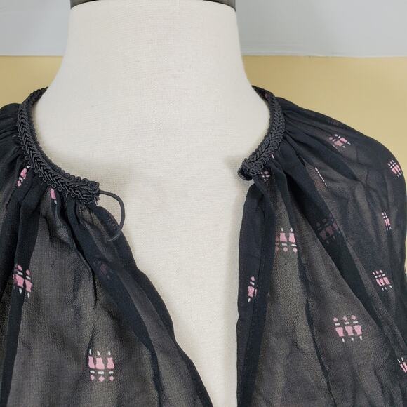 Maje Black Litea Printed Voile Blouse Size S - Picture 6 of 12